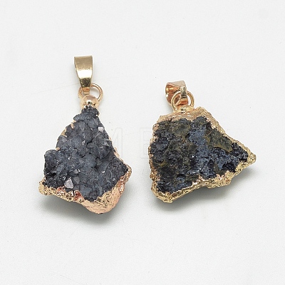 Natural Druzy Agate Pendants G-Q494-76E-1