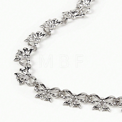 Zinc Alloy Bowknot Link Chain Necklaces for Women WGC55C3-01-1