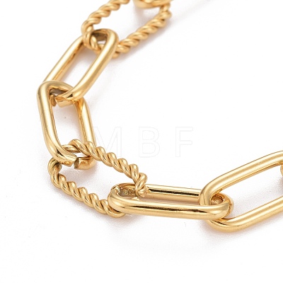 Ion Plating(IP) 304 Stainless Steel Paperclip Chain Bracelets BJEW-F412-02G-1