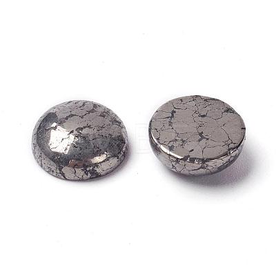 Half Round Natural Pyrite Cabochons G-I125-09-10x4mm-1