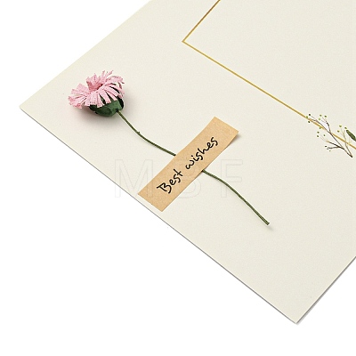 Dried Daisy Paper Thank You Greeting Cards AJEW-K043-01C-1