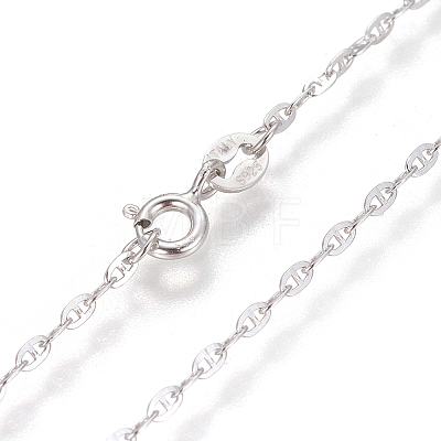 Anti-Tarnish Rhodium Plated 925 Sterling Silver Mariner Link Chain Necklaces STER-L059-10P-1