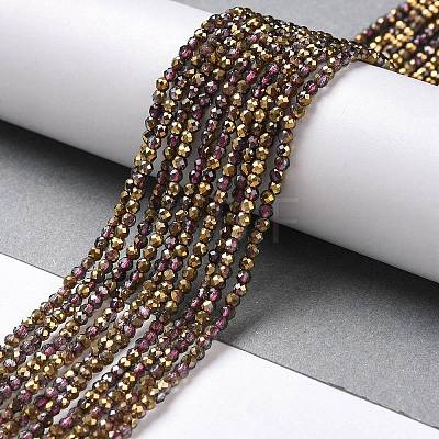 Transparent Electroplate Glass Beads Strands GLAA-H021-01A-HP07-1