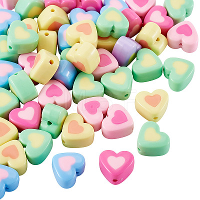 50Pcs Two Tone Opaque Acrylic Beads SACR-TA0001-67-1