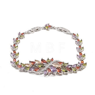 Platinum Tone Brass Micro Pave Cubic Zirconia Tennis Bracelets BJEW-B160-06P-1