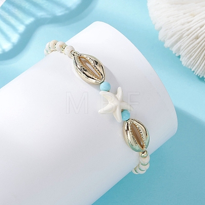 2Pcs 2 Styles Alloy & Natural Howlite & Synthetic Turquoise & Non-magnetic Hematite Braided Bead Brecelets BJEW-JB13786-1