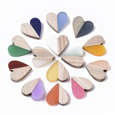 Resin & Wood Two Tone Cabochons RESI-R425-04-1