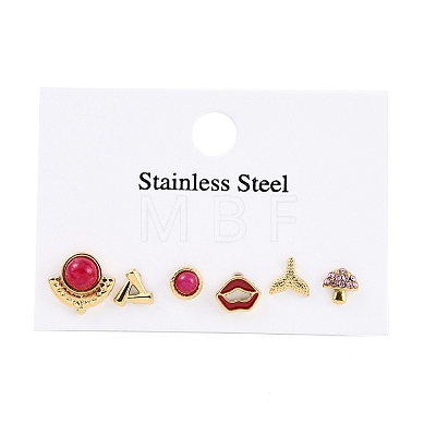 304 Stainless Steel Rhinestone Stone Dyeing Stud Earrings EJEW-S224-04G-05-1