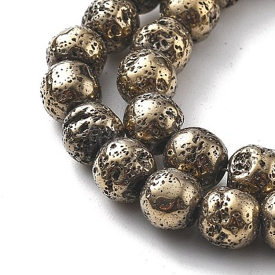 Electroplated Natural Lava Rock Beads Strands G-A251-B01-01J-1