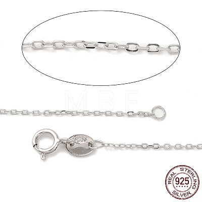 Anti-Tarnish Trendy Unisex Rhodium Plated 925 Sterling Silver Cable Chains Necklaces STER-M034-A-07-1