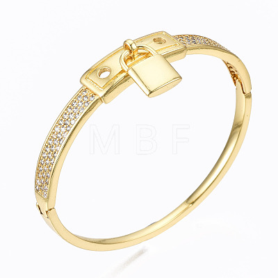 Brass Micro Pave Cubic Zirconia Bangles BJEW-T018-04G-02-NF-1