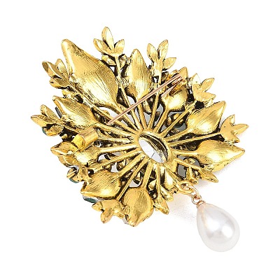 Peacock Alloy & Rhinestone & Plastic Pearl Brooches JEWB-G047-05AG-1