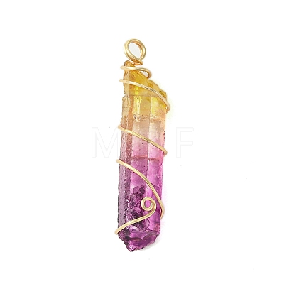 Two Tone Natural Dyed Quartz Pendants PALLOY-JF02800-01-1