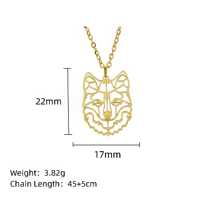 Stainless Steel Geometric Artistic Hollow Animal Pendant Necklaces JK0174-14-1