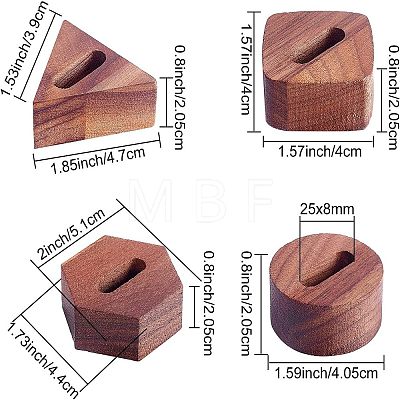 Fingerinspire 4 Pcs 4 Styles Black Walnut Ring Displays RDIS-FG0001-15-1