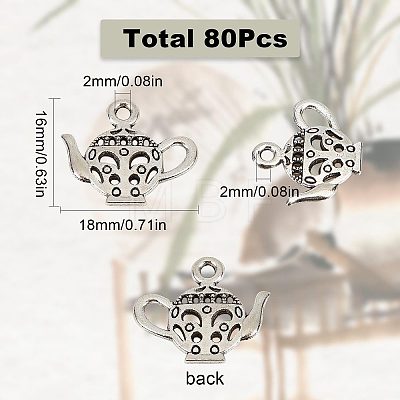 80Pcs Teapot Tibetan Style Zinc Alloy Charms FIND-SC0004-82-1