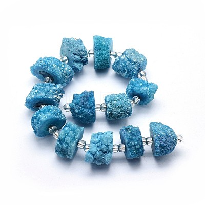 Natural Druzy Quartz Crystal Beads Strands G-F582-B08-1