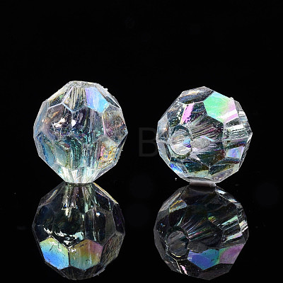 Electroplate Transparent Acrylic Beads PACR-S222-01-1