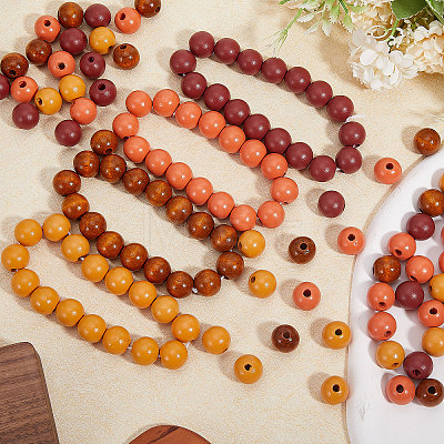 Globleland 160Pcs 4 Colors Spray Painted Wood European Beads WOOD-GL0001-20-1