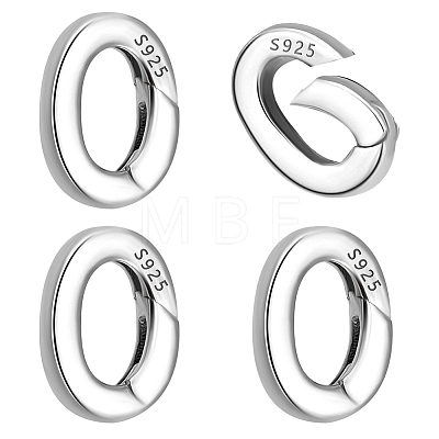   4Pcs 925 Sterling Silver Spring Gate Rings STER-PH0001-53-1