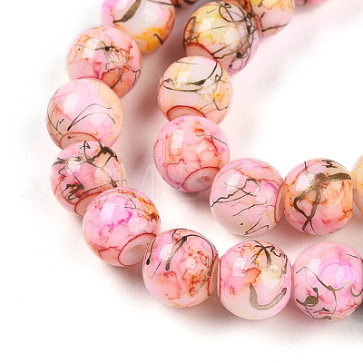 Baking Paint Glass Beads Strands LS-DGLA-N003-8mm-B02-1