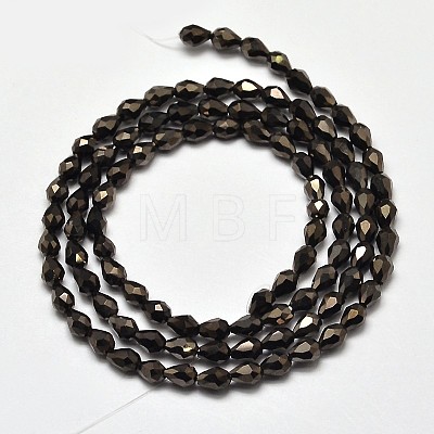 Faceted Teardrop Full Plated Electroplate Glass Beads Strands EGLA-J132-FP02-1