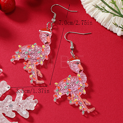 Cute Christmas Ostrich Acrylic Dangle Earrings WY1502-1-1