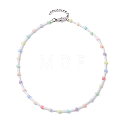 Acrylic and Glass Round Bead Necklaces NJEW-JN04876-1