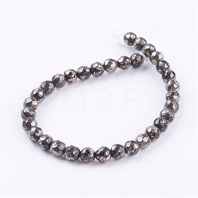 Natural Pyrite Beads Strands G-P303-02-10mm-8-1