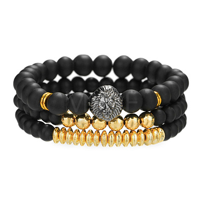 Fashionable retro black matte bracelet set with crown BO9372-1-1