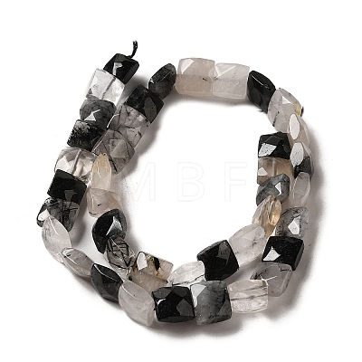 Natural Black Tourmalinated Quartz Beads Strands G-C109-A01-02-1