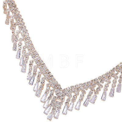 Alloy Crystal Rhinestone Teardrop Tassel Bib Necklaces for Women WG5EA35-01-1