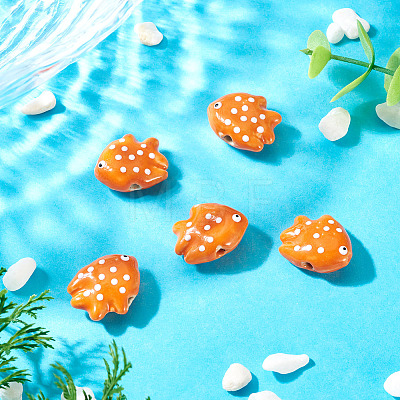5Pcs Handmade Porcelain Beads PORC-TADJ0001-05D-1
