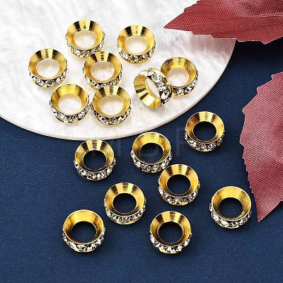 Brass Rhinestone Spacer Beads RSB301-G-1
