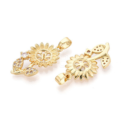 Brass Micro Pave Clear Cubic Zirconia European Dangle Charms Bails KK-N276-14G-1