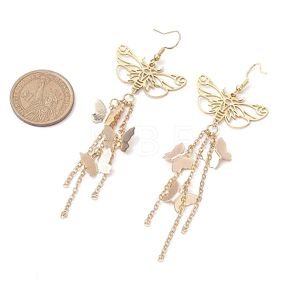 Butterfly Brass Charm Dangle Earrings for Women EJEW-TA00547-1