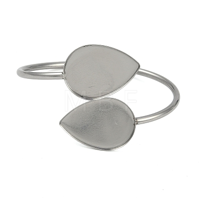 304 Stainless Steel Blank Bangle Bases with Teardrop Tray STAS-Z088-01P-06-1