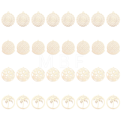 32Pcs 4 Styles Brass Pendants KKC-CA0001-08-1