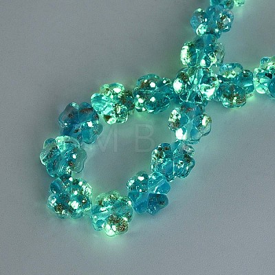 Luminous Handmade Gold Foil Glass Beads Strands FOIL-N029-01G-1