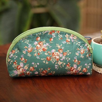 DIY Flower Pattern Moon-shaped Cosmetic Bag Embroidery Kit PW23021022067-1