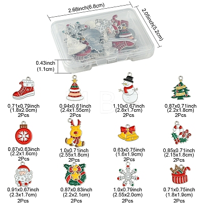 24Pcs 12 Styles Christmas Theme Alloy Enamel Pendants ENAM-FS0002-19G-1