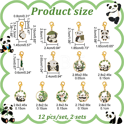 Panda & Bamboo Pendant Stitch Markers HJEW-AB00483-1