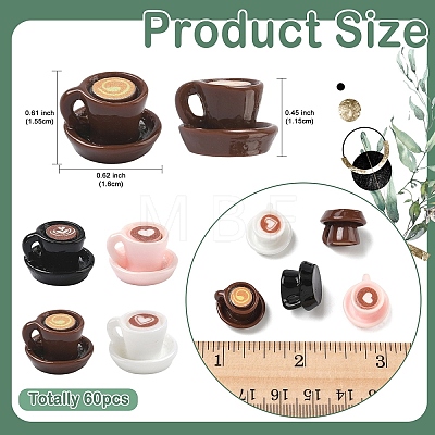 60Pcs 4 Colors Resin Coffee Miniature Ornaments DOLL-YW0001-03-1