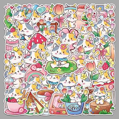 50Pcs Cat PET Waterproof Stickers PW-WG320BA-01-1