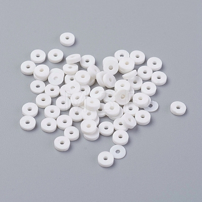 Flat Round Handmade Polymer Clay Bead Spacers CLAY-R067-3.0mm-17-1
