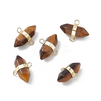 Natural  Mixed Gemstone Double Terminal Pointed Connector Charms G-P491-11G-1