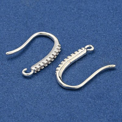 Rack Plating Brass Pave Cubic Zirconia Earring Hooks KK-O143-20S-1