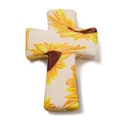 Cross with Flower Silicone Focal Beads SIL-G006-02A-1