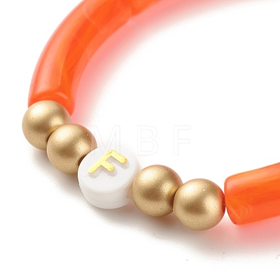 Imitation Gemstone Acrylic Curved Tube Beaded Stretch Bracelet BJEW-JB07965-1