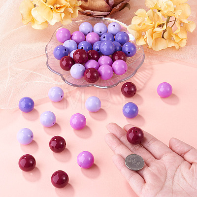 40Pcs 4 Colors Opaque Acrylic Beads MACR-TA0002-97B-1